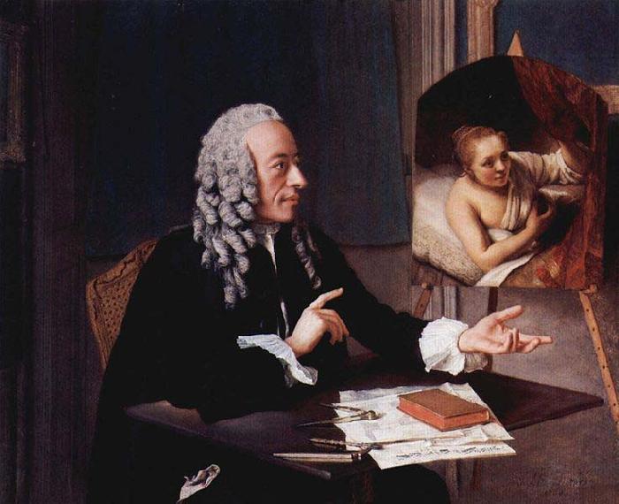 Jean-Etienne Liotard Portrat des Francois Tronchin mit seinem Rembrandt-Gemalde